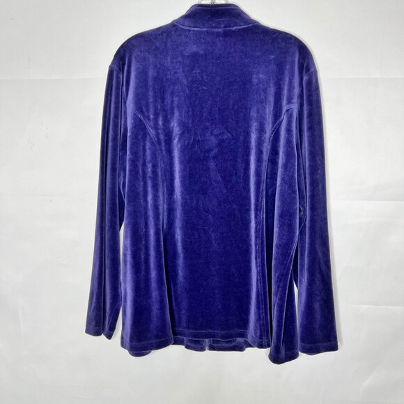 Chico's Woman’s Jacket 4 (20-22) Zenergy Purple Velour Full Zip Top Rhinestones - Picture 4 of 9